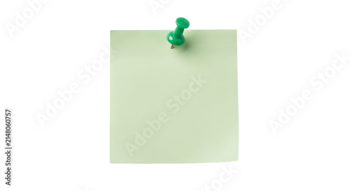 Quadro su tela Green sticky note pinned with green push pin