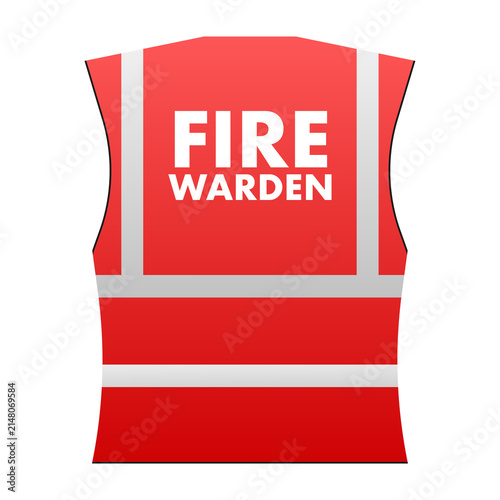 Fotografie Red high visibility fire warden vest with reflective stripes