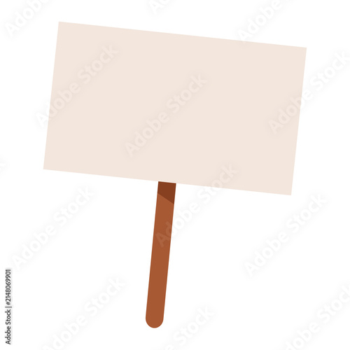 Bild auf Leinwand Blank rectangular sign on a wooden stick