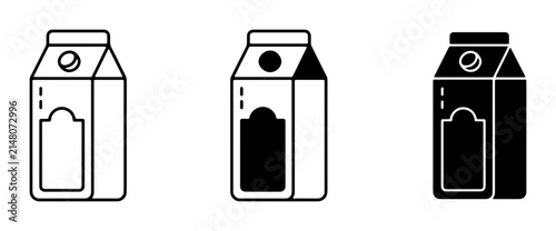 Milk Carton Icons, Dairy Packaging Vector Graphics, Beverage Container Set, Food and Drink Graphics