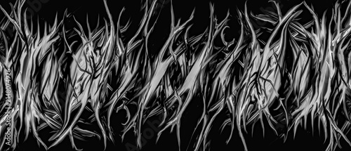White Artistic Branches on Black Background