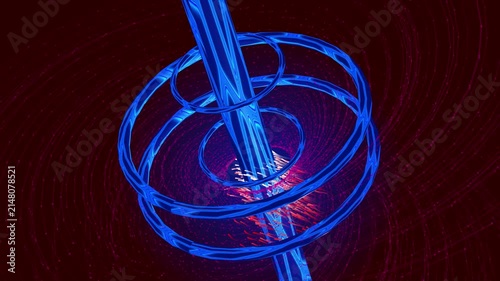 blue rings circle glowing hud technology futuristic scifi spinning interface cyber neon background motion animation footage digital abstract