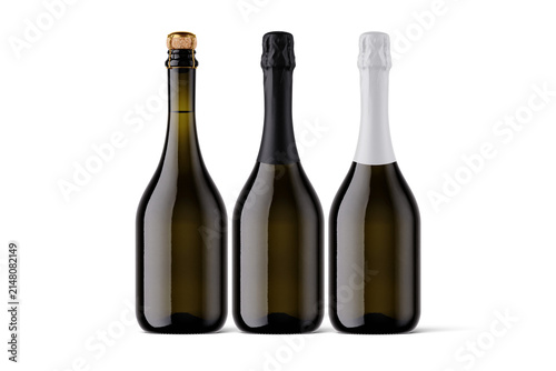 Blank sparkling wine bottle packaging mockup isolated on a neutral background. Ideal for champagne, prosecco, wine, beverage branding, label design and premium product presentation.