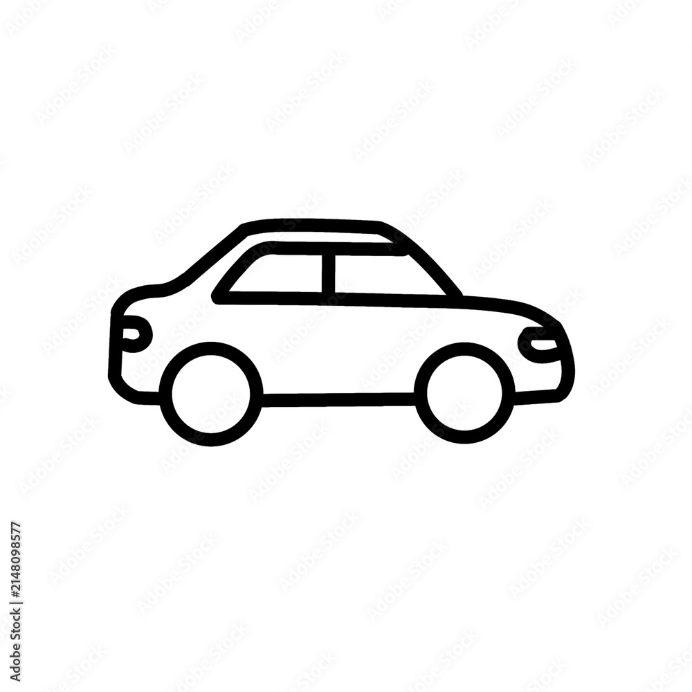 Obraz premium Car line icon isolated on white background, black linear automobile symbol, simple vector illustration for vehicle, transport, auto drive, and rental app UI design.