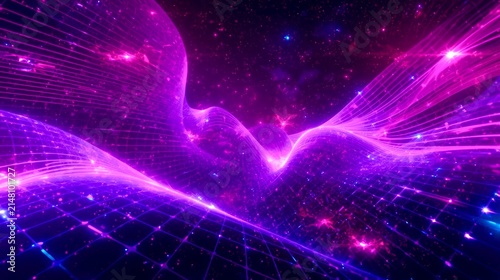 Vibrant cosmic waves pulse with neon energy