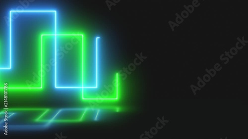 Blue and Green Neon Geometric Lines Motion Background