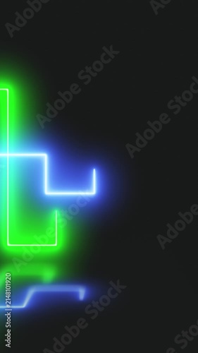 Vertical Blue and Green Neon Geometric Lines Motion Background