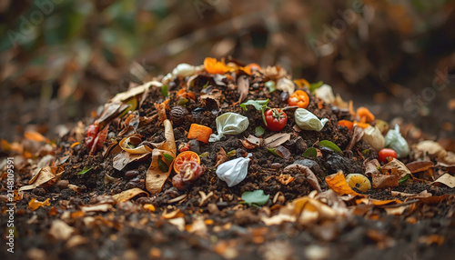 Large piles of organic waste for compost.
