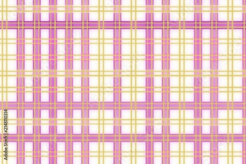 Pink and yellow plaid fabric pattern with woven texture