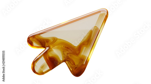 Amber cursor arrow with swirling patterns, isolated on transparent background