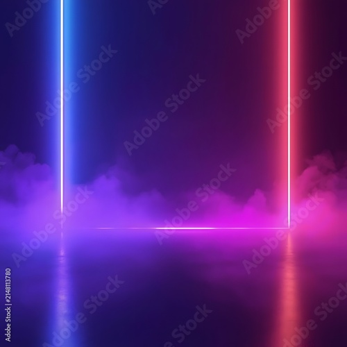 Futuristic Neon Background with Vibrant Glowing Lights and Abstract Gradient
