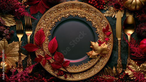 Elegant Thanksgiving Table Setting with Gold Accents