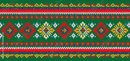 Bright, colorful banner showcasing Bulgarian traditional motifs for cultural festivals and community celebrations.