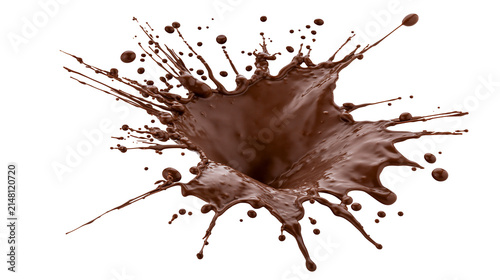 Принти на полотні Viscous dark chocolate liquid splash, isolated on transparent background