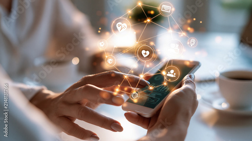 close up of hands holding smartphone with healthcare chatbot interface, digital medical consultation icons, bright clean background, online health support technology, modern