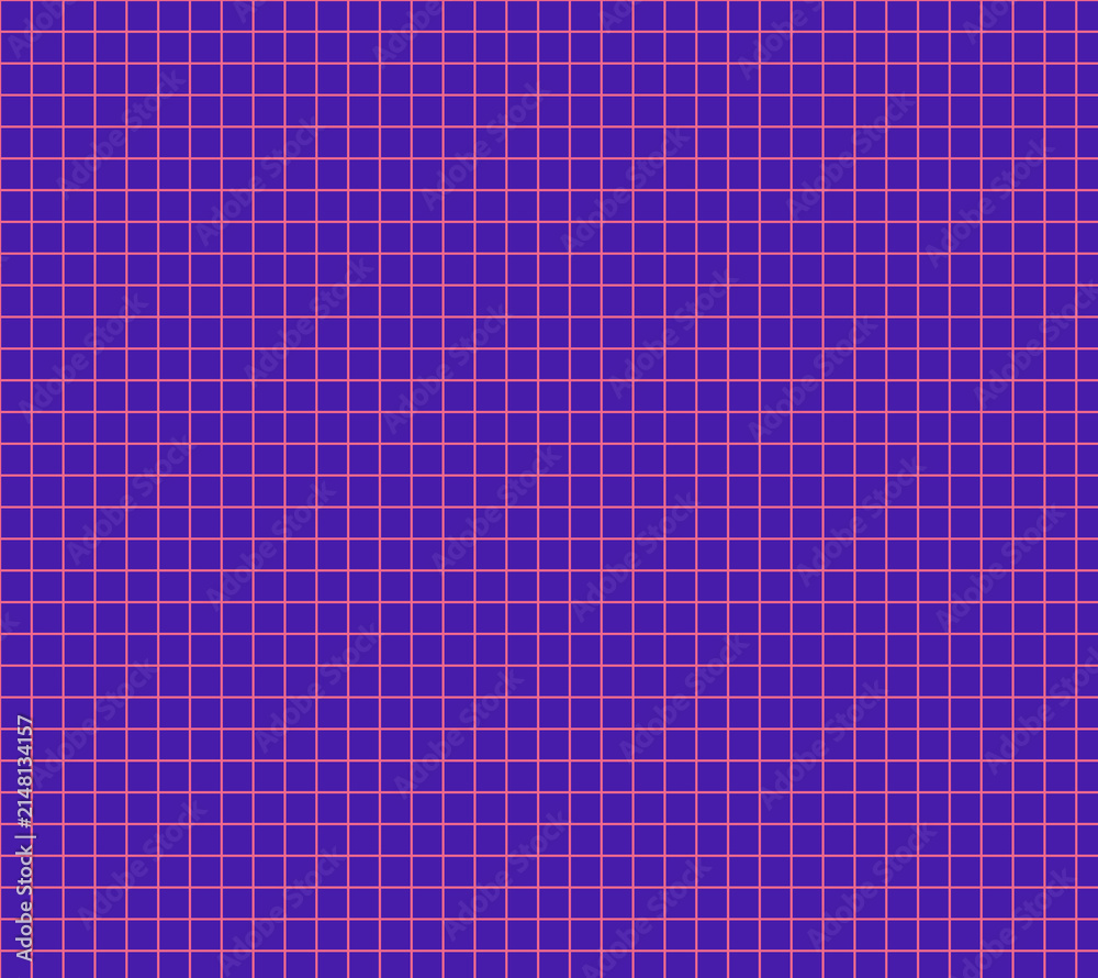 Retro synthwave grid background with vibrant purple surface and pink geometric lines creating neon aesthetic digital pattern for eighties style nostalgic design projects and creative media assets.