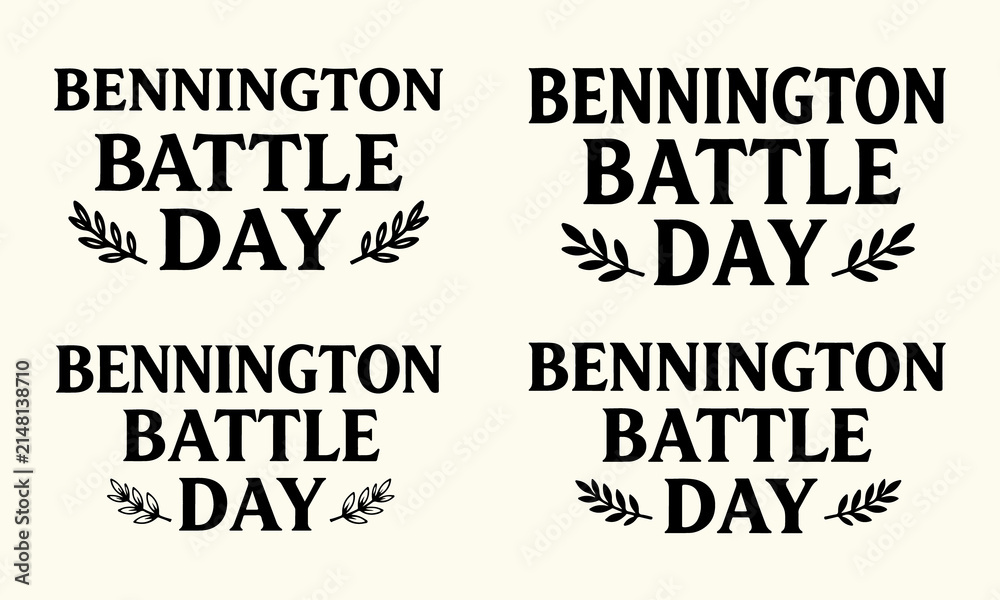 Fototapeta premium Bennington battle day typography text bundle on light yellow background.