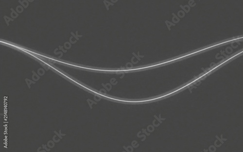 A dark gray background, featuring two thin, glowing white curved, lines that intersect, in a smooth, wave-like motion across, the center of, the frame