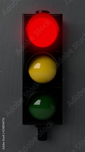 Animation of a traffic light with flashing lights.
