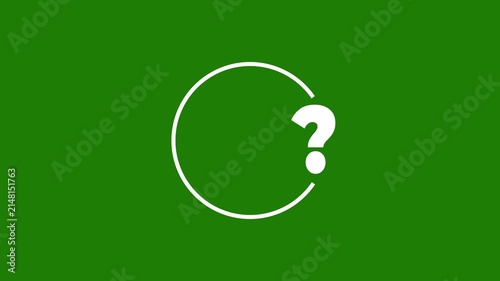 Red outline question mark sign popup animation with a red circle line on green screen