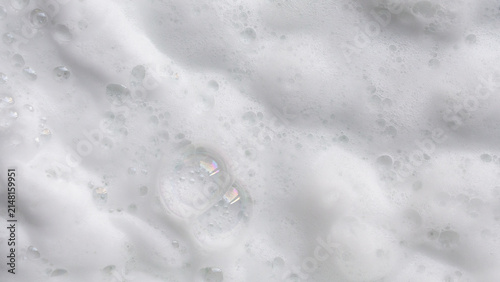 Canvastavla Closeup abstract white soap foam bubbles texture background