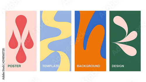 Modern Minimalist Abstract Vector Design with Organic Shapes and Vibrant Colors