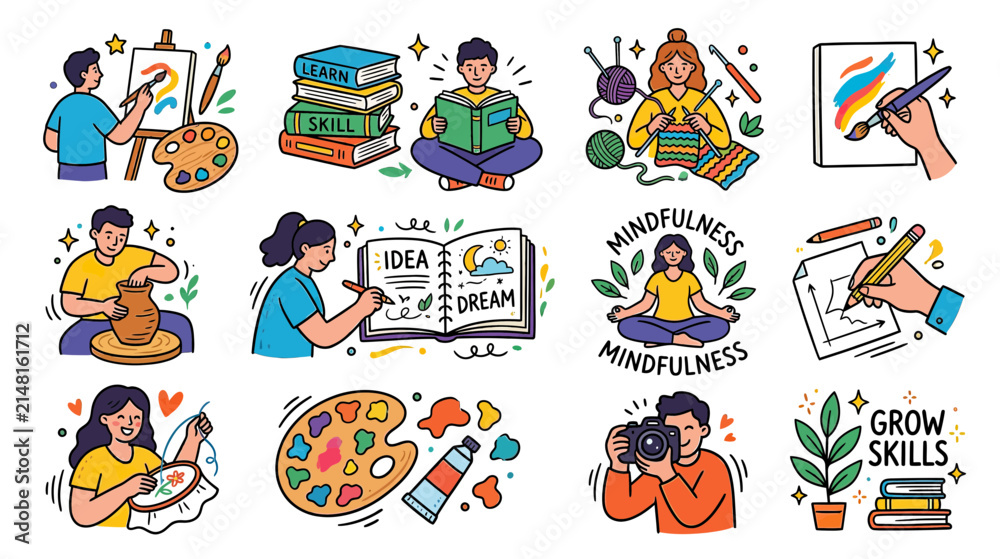 Fototapeta premium Creative Hobbies and Skills Set Illustration