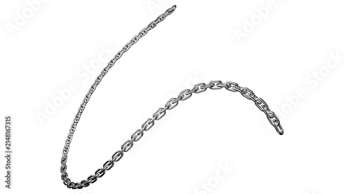 Silver Chain Link Frame Isolated on White Background Symbolizing Security Strength Connection and Protection with Shiny Metal Links in a 3D Jewelry Style Design