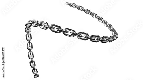 Silver Chain Link Frame Isolated on White Background Symbolizing Security Strength Connection and Protection with Shiny Metal Links in a 3D Jewelry Style Design