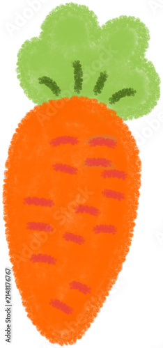 Cute carrot character oil pastel illustration 