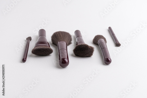 Bild auf Leinwand Professional cosmetic makeup brushes set isolated on a pure white background