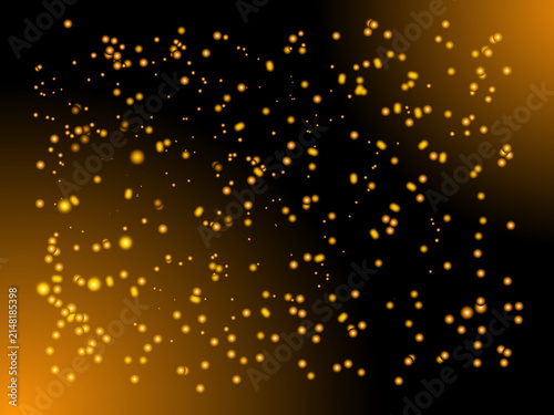 Abstract golden glitter particles background with bokeh effect