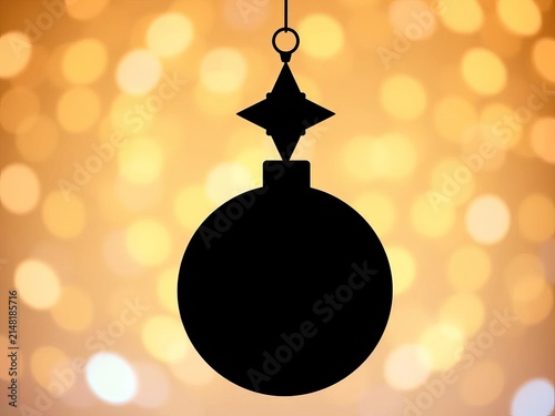 Silhouette illustration of a Christmas ornament with a star on top in black, smooth, snowflake