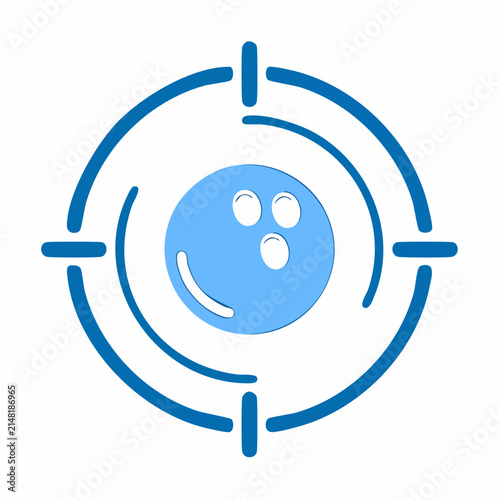 Bowling Ball Inside Target Scope Icon Vector Graphic Illustration Symbol