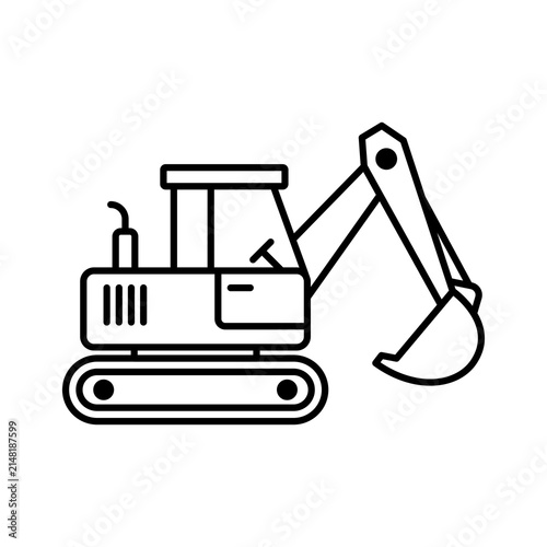 Line Art Excavator Icon Vector Design Concept Outline Style