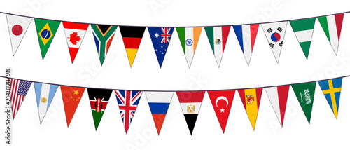 Bild auf Leinwand International Flags Bunting Garland Featuring World Countries, Vector