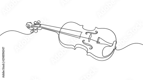 Canvastavla Minimalist single continuous line of a classical violin, string instrument with