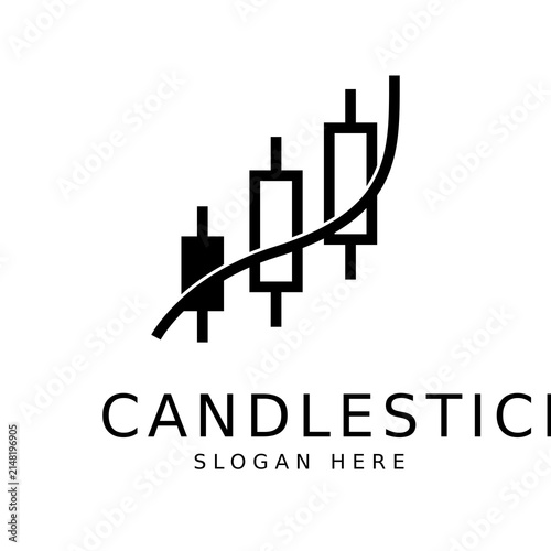 Candlestick Chart with Trend Line Logo Design Template