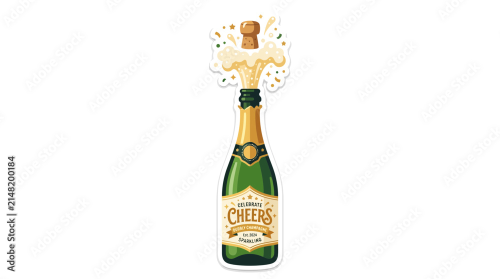 Obraz premium Champagne Bottle Popping Celebration Illustration