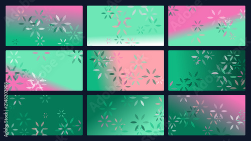 Abstract Floral Backgrounds with Gradient Color Transitions and Glitter Effect