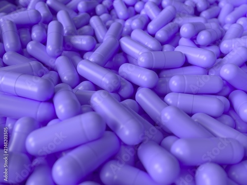 Purple capsule pile for pharmaceutical healthcare treatment