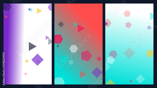 Abstract colorful gradient background templates with geometric shape patterns