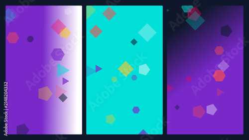 Abstract geometric background collection with vibrant gradients and colorful floating shapes for modern design
