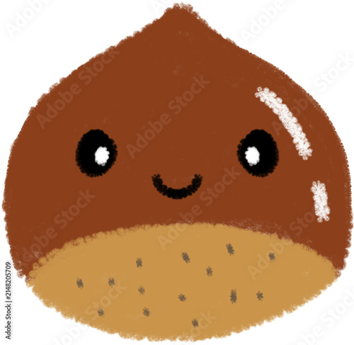 Cute chestnut character oil pastel illustration 