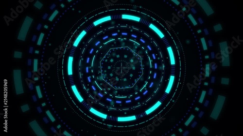Abstract futuristic circular digital pattern with glowing lines  