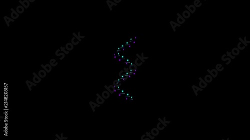 DNA double helix structure illustration on black background  