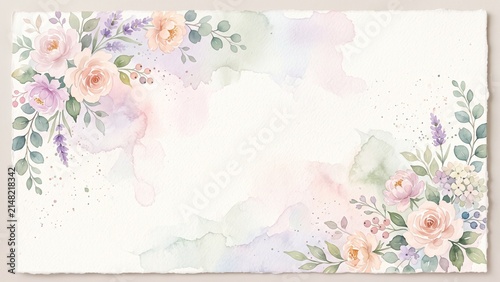 Soft watercolor floral greeting background featuring pastel blossoms, delicate foliage and artistic paper texture with spacious copy space for elegant best wishes and heartfelt messages.