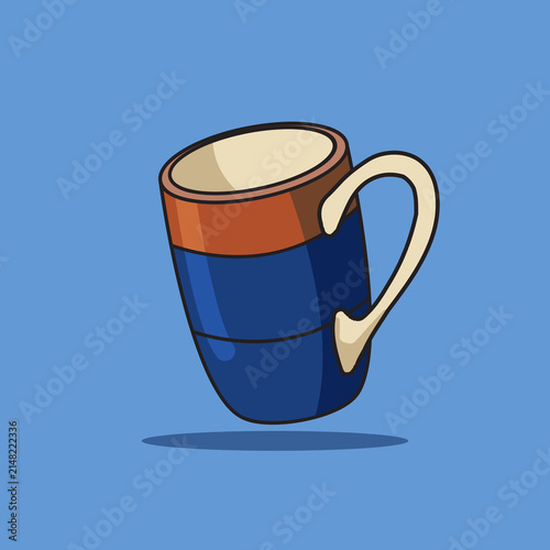 Hand drawn ceramic coffee mug cup vector illustration isolated icon for kitchenware design