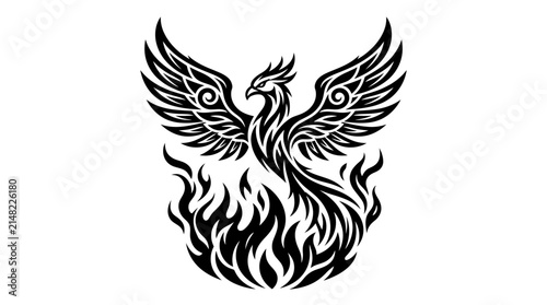 Phoenix Bird Flaming Fire Emblem Isolated Black White