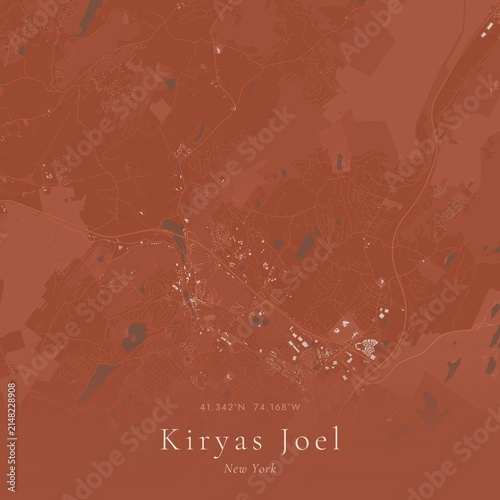 Obraz na plátne Terracotta Map of Kiryas Joel, United States | Warm Earth Tone Wall Art